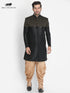 VASTRAMAY Men's Black Silk Blend Sherwani Set