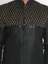 VASTRAMAY Men's Black Silk Blend Sherwani Set
