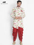 VASTRAMAY Men's Beige Silk Blend Sherwani Set
