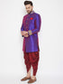 Vastramay Men's Purple Silk Blend Sherwani Set