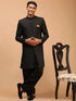 Vastramay Men's Black Sherwani Set