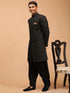 Vastramay Men's Black Sherwani Set