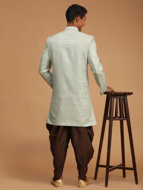 Vastramay Men's Mint Green Sherwani Set