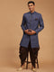 Vastramay Men's Navy Blue Sherwani Set