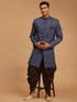 Vastramay Men's Navy Blue Sherwani Set