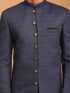 Vastramay Men's Navy Blue Sherwani With Kurta Pant Set