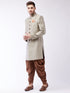 Vastramay Men's Beige, Grey And Coffee Brown Silk Blend Sherwani Set