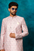 VASTRAMAY Men's Purple Pastel Embroidered Sherwani Set