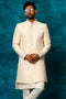 VASTRAMAY Men's Beige Imported Jacquard Indo Only Top