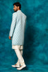 VASTRAMAY Men's Blue Imported Jacquard Indo With Kurta Pyjama Set