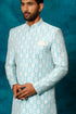 VASTRAMAY Men's Blue Imported Jacquard Indo With Kurta Pyjama Set