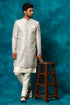 VASTRAMAY Men's Grey Imported Jacquard Indo With Kurta Pyjama Set