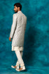 VASTRAMAY Men's Grey Imported Jacquard Indo With Kurta Pyjama Set