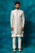 VASTRAMAY Men's Grey Imported Jacquard Indo With Kurta Pyjama Set