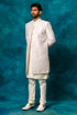 VASTRAMAY Men's Purple Imported Jacquard Indo With Kurta Pyjama Set