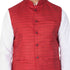 Vastramay Men's White Cotton Blend Kurta, Ethnic Jacket and Pyjama Set