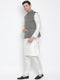 VASTRAMAY Men's Blue Silk Blend Jacket With Kurta Pyjama Set