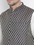 VASTRAMAY Men's Blue Silk Blend Jacket With Kurta Pyjama Set
