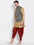 VASTRAMAY Men's Blue Silk Blend Jacket With Curved Kurta Dhoti Set