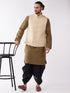Vastramay Men's Cream Silk Blend Jacket With Kurta Dhoti Set