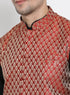 VM BY VASTRAMAY Men's Maroon Silk Blend Jacket With Kurta Pyjama Set