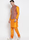 VASTRAMAY Men's Maroon Silk Blend Jacket With Kurta Pyjama Set