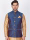 Vastramay Silk Blend Blue and Rose Gold Baap Beta Ethnic Jacket