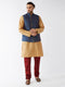 Vastramay Men's Blue Zari Weaved Jacket With Kurta Pyjama Set