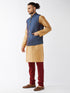 Vastramay Men's Blue Zari Weaved Jacket With Kurta Pyjama Set
