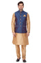 Vastramay Men's Blue Zari Weaved Jacket With Kurta Pyjama Set