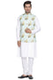 Vastramay Men's Multicolor Cotton Blend Kurta, Ethnic Jacket and Pyjama Set