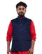 VASTRAMAY Men's Blue Cotton Blend Waist Coat