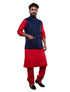 VASTRAMAY Men's Blue Cotton Blend Waist Coat