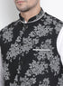 Vastramay Men's White Cotton Blend Kurta, Ethnic Jacket and Pyjama Set