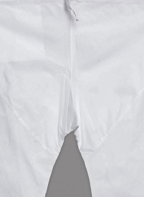 Vastramay Men's White Cotton Blend Kurta, Ethnic Jacket and Pyjama Set