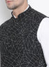 Vastramay Men's White Cotton Blend Kurta, Ethnic Jacket and Pyjama Set