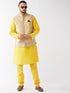 Vastramay Men's Rose Gold Jacquard Jacket With Kurta Pyjama Set