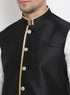 Vastramay Men's White Cotton Silk Blend Kurta, Ethnic Jacket and Pyjama Set