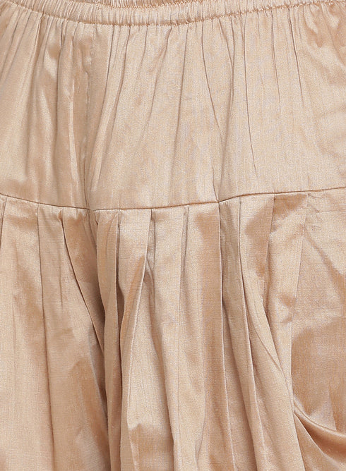 VASTRAMAY Men's Green Cotton Silk Blend Ethnic Jacket, Kurta and Dhoti Pant Set