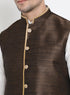 Vastramay Men's White Cotton Silk Blend Kurta, Ethnic Jacket and Pyjama Set