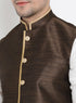 Vastramay Men's White Cotton Silk Blend Ethnic Jacket, Kurta and Dhoti Pant Set