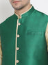 VASTRAMAY Men's Gold Cotton Silk Blend Kurta, Ethnic Jacket and Pyjama Set