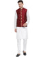 Vastramay Men's White Cotton Silk Blend Kurta, Ethnic Jacket and Pyjama Set