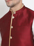 Vastramay Men's White Cotton Silk Blend Kurta, Ethnic Jacket and Pyjama Set
