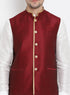 Vastramay Men's White Cotton Silk Blend Ethnic Jacket, Kurta and Dhoti Pant Set