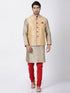 VASTRAMAY Men's Beige Cotton Silk Blend Ethnic Jacket