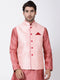VASTRAMAY Men's Pink Cotton Silk Blend Ethnic Jacket
