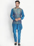 VASTRAMAY Men's Green Silk Blend Ethnic Jacket