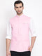 Vastramay Men's Pink Solid Classic Royal Cotton Blend Nehru Jacket