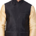 VASTRAMAY Men's Gold Cotton Silk Blend Kurta, Ethnic Jacket and Pyjama Set